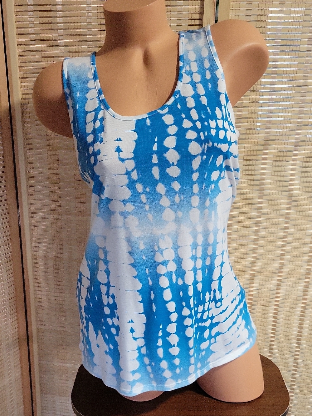 Jockey Blue and White Tie-Dye Tank